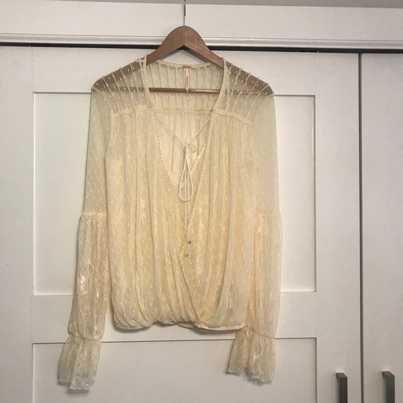 ✨LIKE NEW✨ Free People Sheer Lace Flowy Blouse - Picture 5 of 12